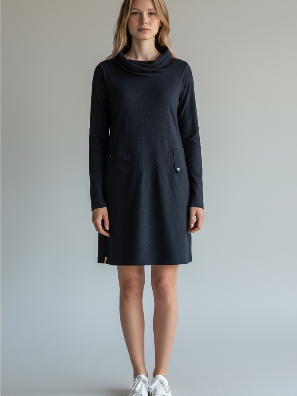 Lole Long-Sleeve Cowl Neck Black Dress Size Small